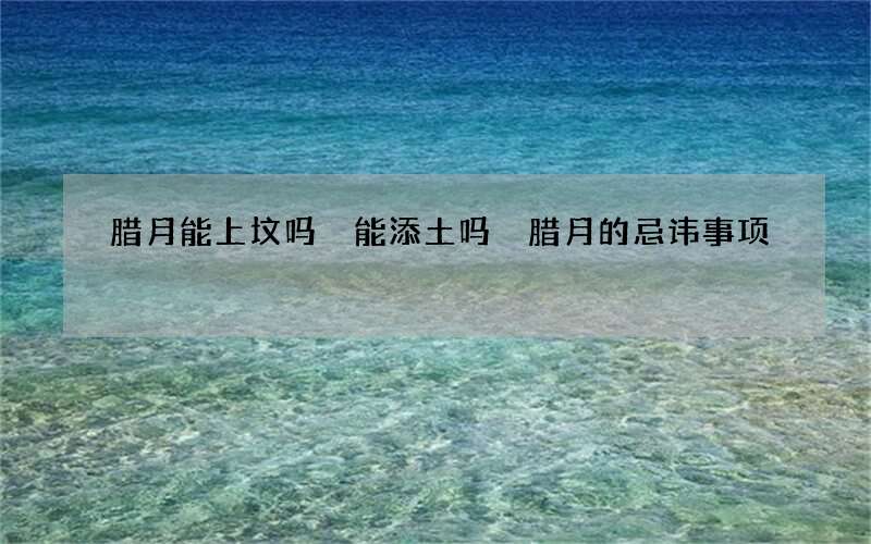 腊月能上坟吗 能添土吗 腊月的忌讳事项